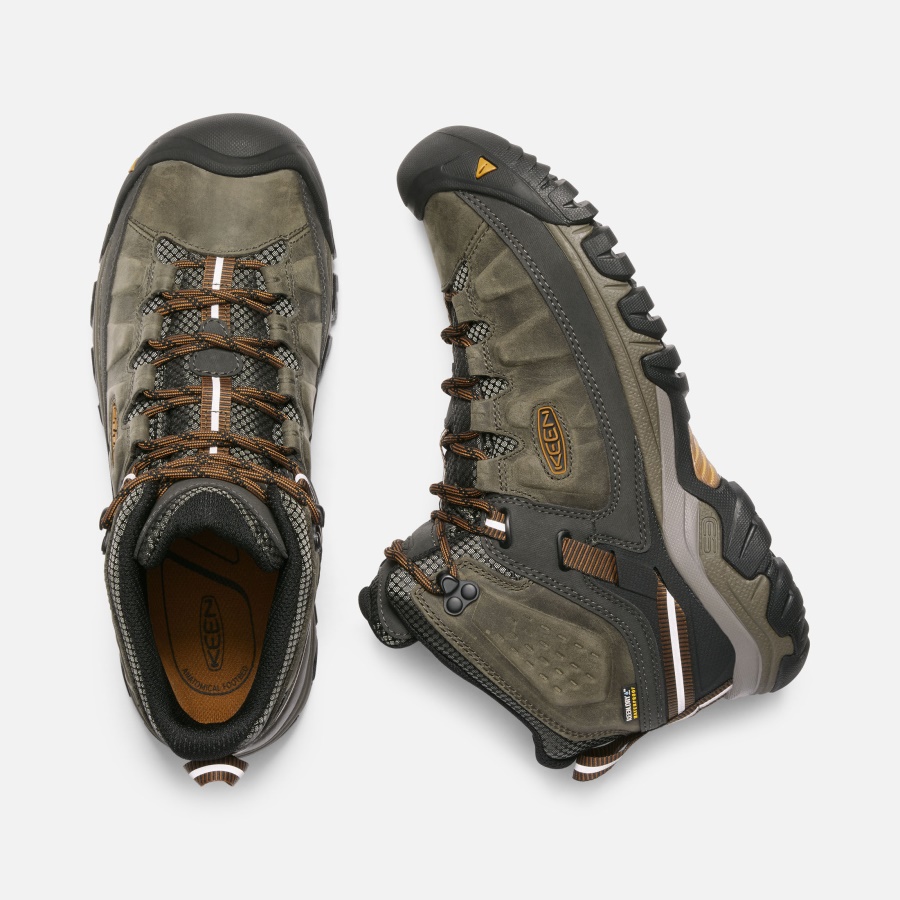 BLACK OLIVE-GOLDEN BROWN Keen Men's Targhee III Waterproof Mid Wide - Image 2