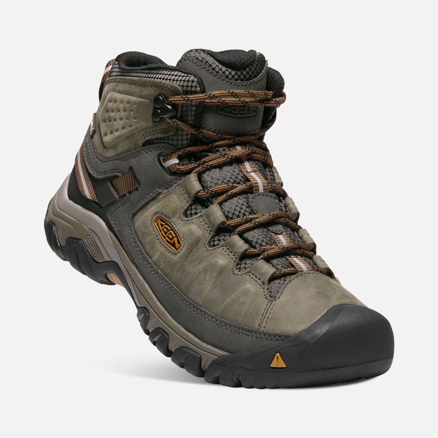BLACK OLIVE-GOLDEN BROWN Keen Men's Targhee III Waterproof Mid Wide - Image 4