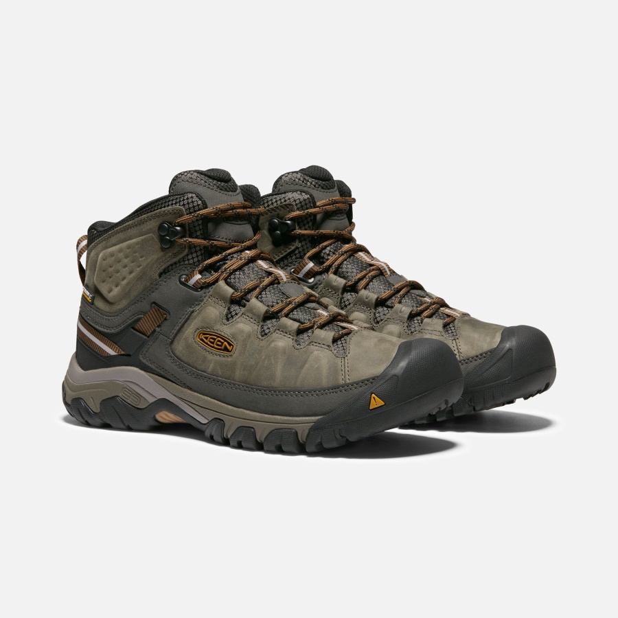 BLACK OLIVE-GOLDEN BROWN Keen Men's Targhee III Waterproof Mid Wide - Image 6