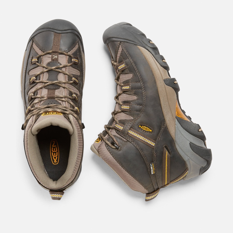 Black Olive-Yellow Men's Targhee II Mid Waterproof Hiking Boots Keen - Image 2