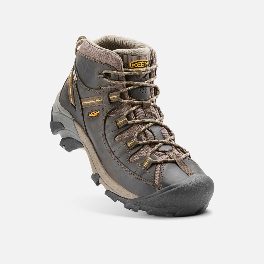 Black Olive-Yellow Men's Targhee II Mid Waterproof Hiking Boots Keen - Image 4
