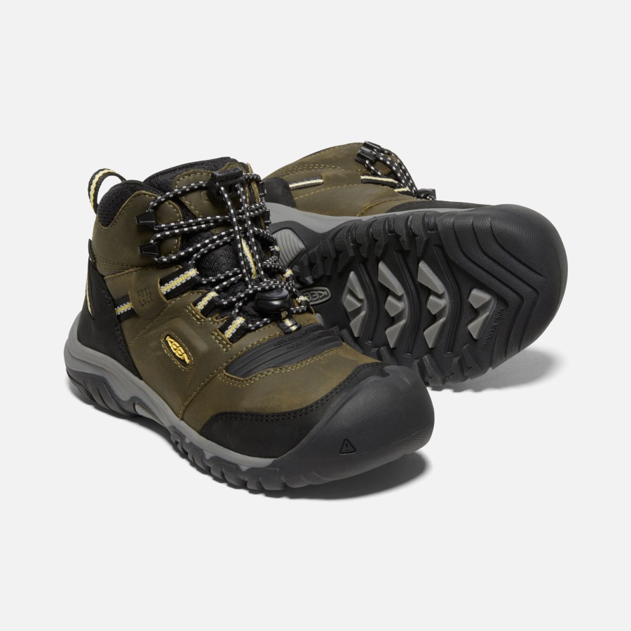 Dark Olive-Dusky Citron Big Kids' Ridge Flex Waterproof Boot Keen - Image 5
