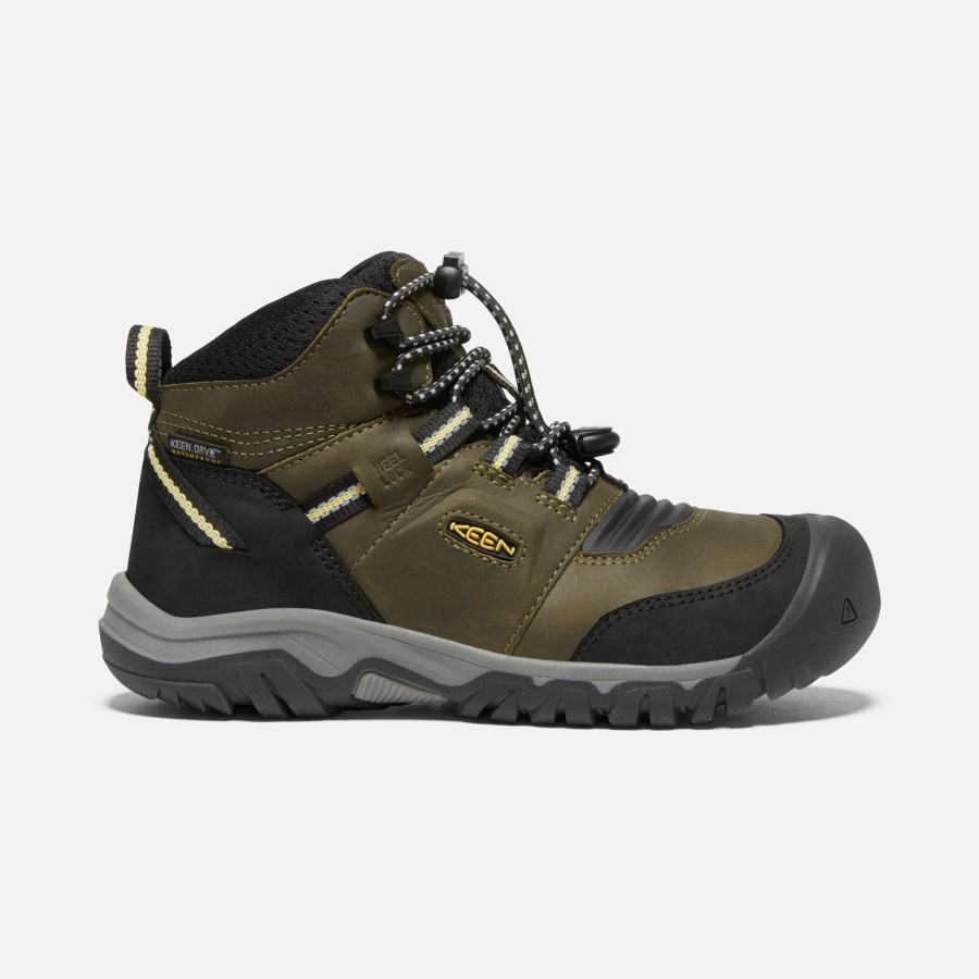 Dark Olive-Dusky Citron Big Kids' Ridge Flex Waterproof Boot Keen - Image 1