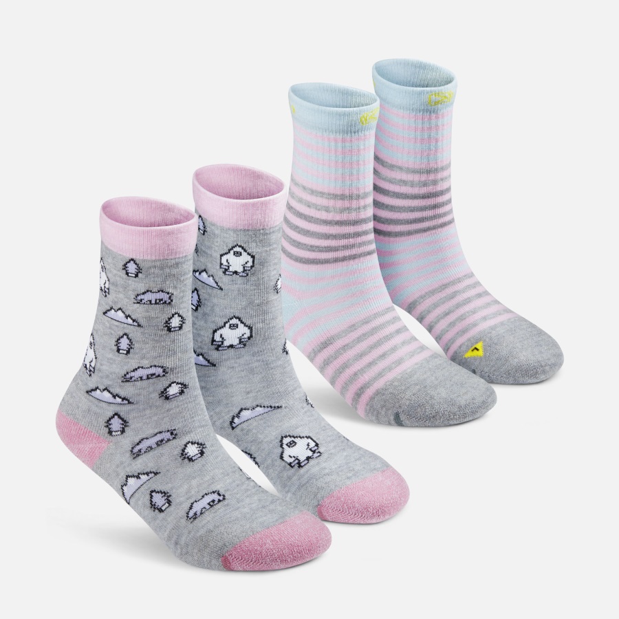 feather_yeti_print_kids_comfy_crew_socks_2_pack_keen.jpg Feather Yeti Print Kids' Comfy Crew Socks 2-Pack Keen - Image 1