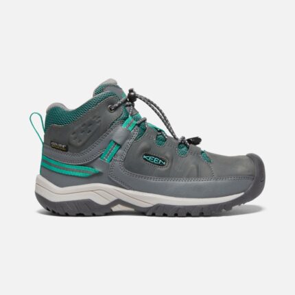 Keen Steel Grey-Porcelain Big Kids' Targhee Waterproof Boot